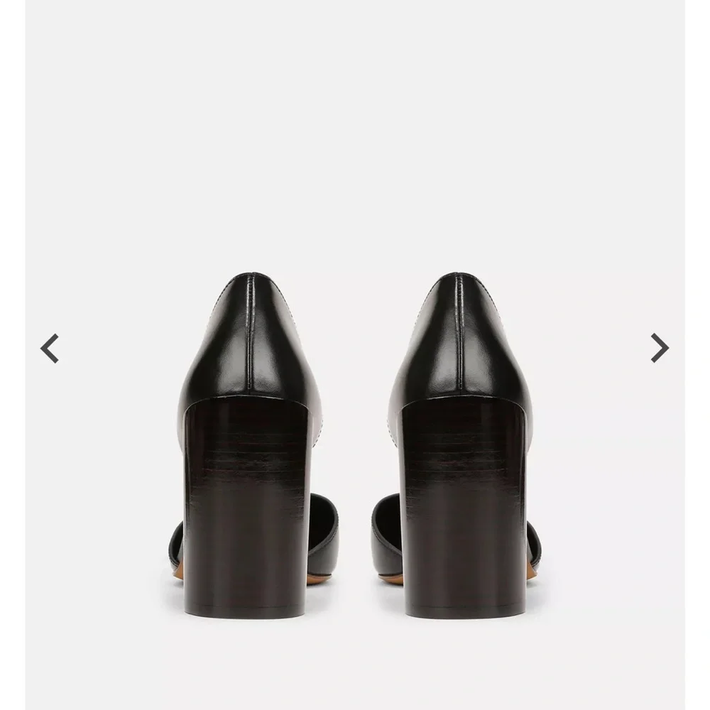 Vince Black Pointed-Toe D'Orsay Block Heel Pumps - Picture 3 of 14